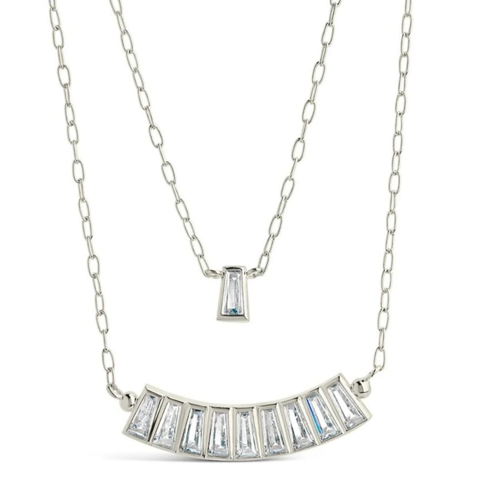 Lillian CZ Row & Charm Layered Necklace by Sterling Forever - NWT